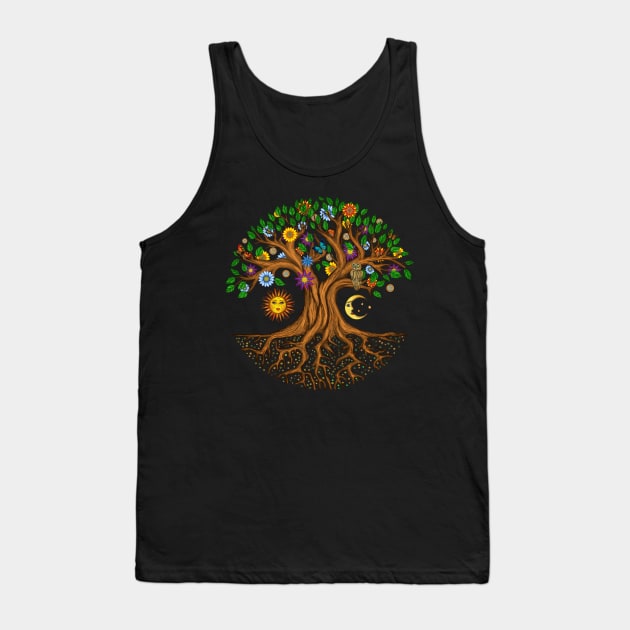 Whimsical Tree of Life - Yggdrasil Tank Top by Nartissima